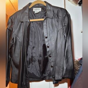 bagatelle Black Leather Button-Front Jacket